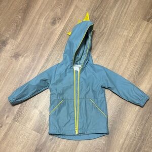 Tommy Bahama Gray Blue Kids' Hooded Dino Rain Jacket with Yellow Trim Size 24M